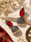 ER26N10357 oxidized silver jhumka earrings product image
