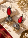 ER26N10357 red stone jhumka earrings catalog image