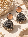 Monalisa Stone Silver Replica jhumka editorial angle
