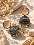 Monalisa Stone Silver Replica jhumka premium flat lay