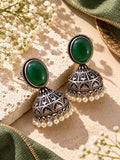Monalisa stone jhumka earrings editorial product shot