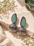 Monalisa Stone Silver Replica Jhumka Earrings flat shot