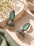 Monalisa Stone Silver Replica Jhumka Earrings alternate angle