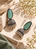 Monalisa Stone Silver Replica Jhumka Earrings close angle