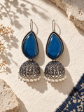 Niska Monalisa Stone Silver Replica blue jhumka flat lay