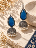 Niska Monalisa Stone Silver Replica blue jhumka close up