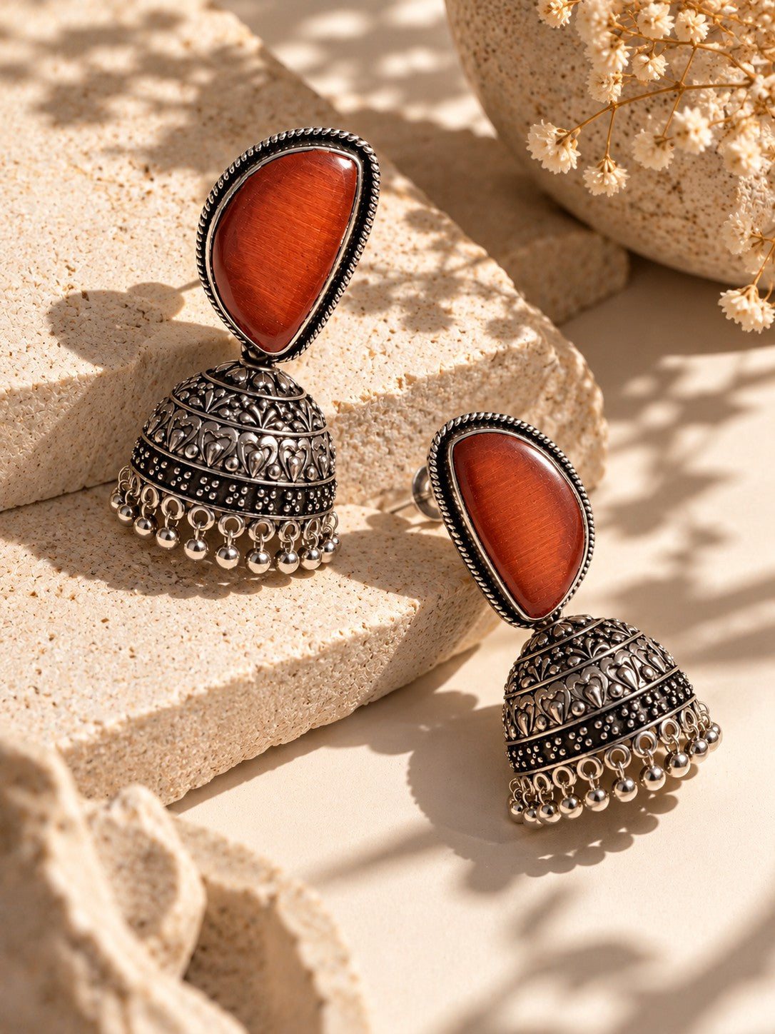 Niska Monalisa Stone Silver replica jhumka earrings product view