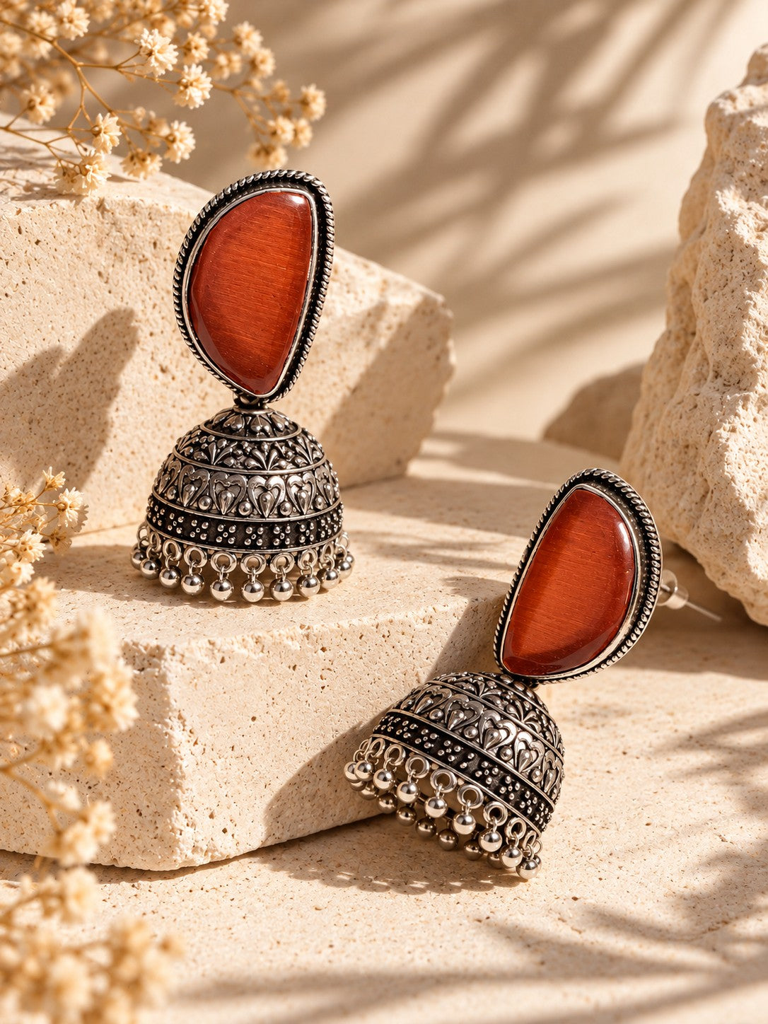 Niska Monalisa Stone Silver replica jhumka earrings product view