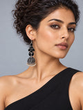 Niska black Monalisa Stone Silver replica jhumka earrings model main image