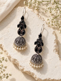 Niska black Monalisa Stone Silver replica jhumka earrings view 2