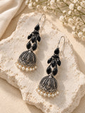Niska black Monalisa Stone Silver replica jhumka earrings view 3