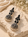 Niska black Monalisa Stone Silver replica jhumka earrings view 4