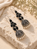 Niska black Monalisa Stone Silver replica jhumka earrings view 5