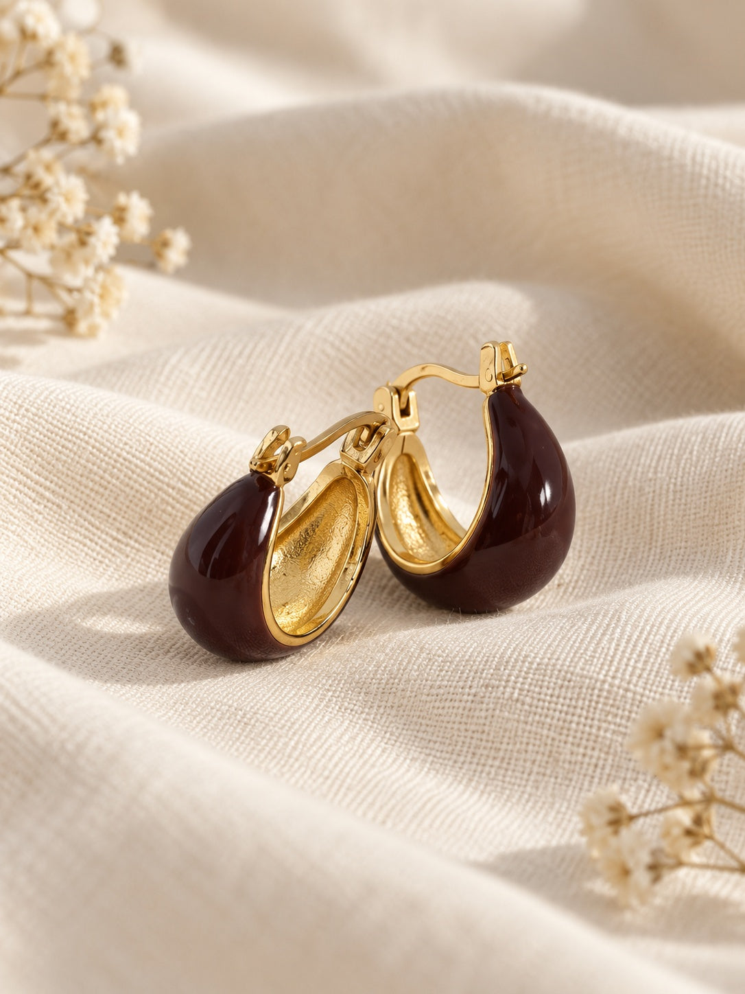 Niska brown Monalisa Stone silver replica hoop earrings — editorial product view 5