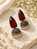 Niska ruby red Monalisa Stone Silver replica jhumka earrings