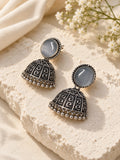 Niska Monalisa Stone Silver replica jhumka earrings ER26N10390 view 3