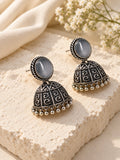 Niska Monalisa Stone Silver replica jhumka earrings ER26N10390 view 5
