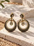 Niska black and gold Silver Replica AD Stone chandbali earrings view 2