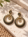 Niska black and gold Silver Replica AD Stone chandbali earrings view 3