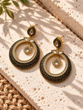Niska black and gold Silver Replica AD Stone chandbali earrings view 4