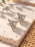 Niska white AD Stone Silver Replica triangular earrings product view 3
