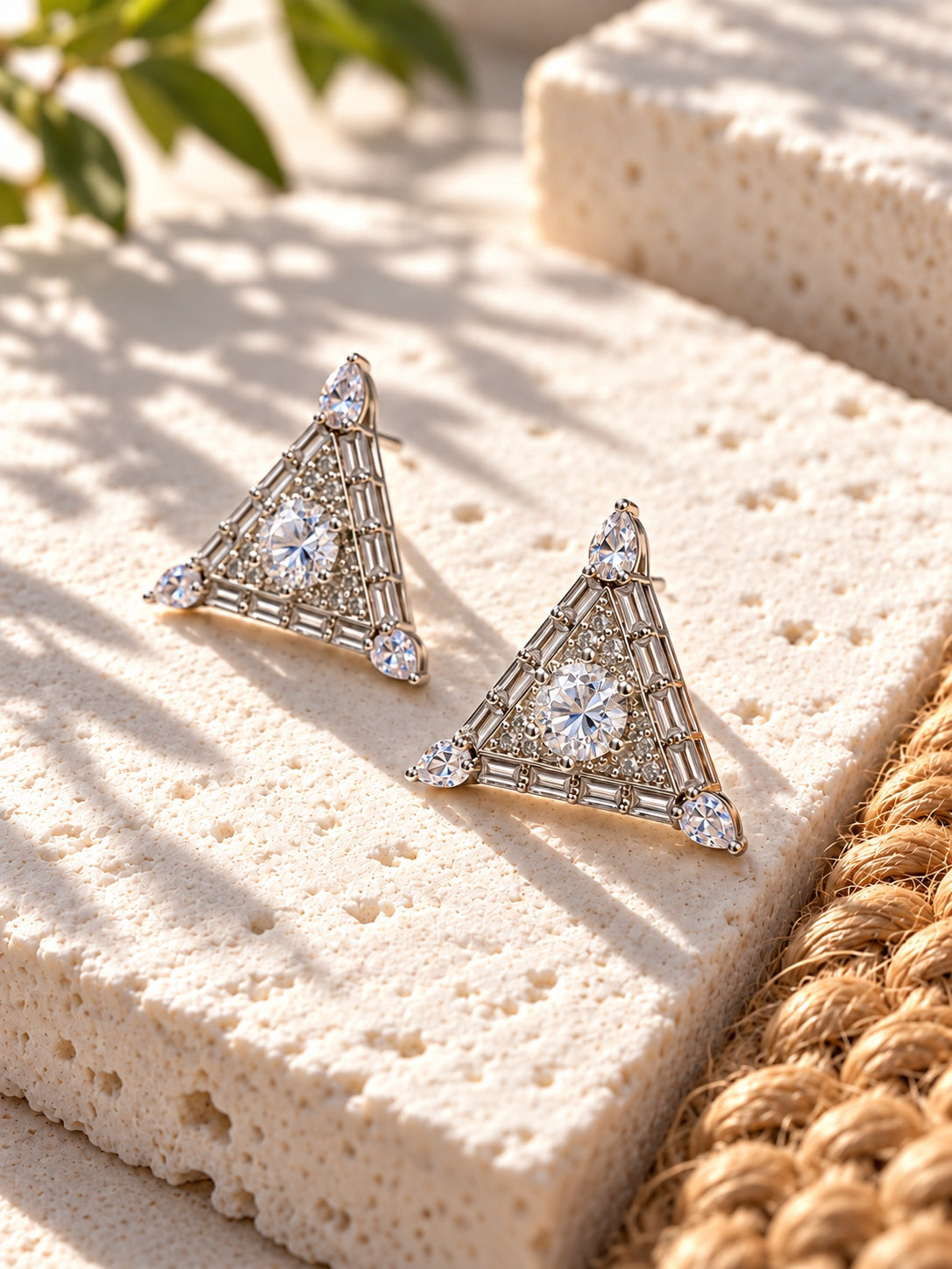 Niska white AD Stone Silver Replica triangular earrings product view 5