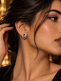Niska ruby red AD Stone Silver replica teardrop earrings worn by model