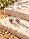 Niska ruby red AD Stone Silver replica teardrop earrings