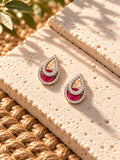 Niska ruby red AD Stone Silver replica teardrop earrings