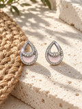 Niska AD Stone Silver replica pink teardrop earrings front