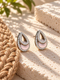 Niska AD Stone Silver replica pink teardrop earrings left side