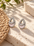 Niska AD Stone Silver replica pink teardrop earrings three-quarter