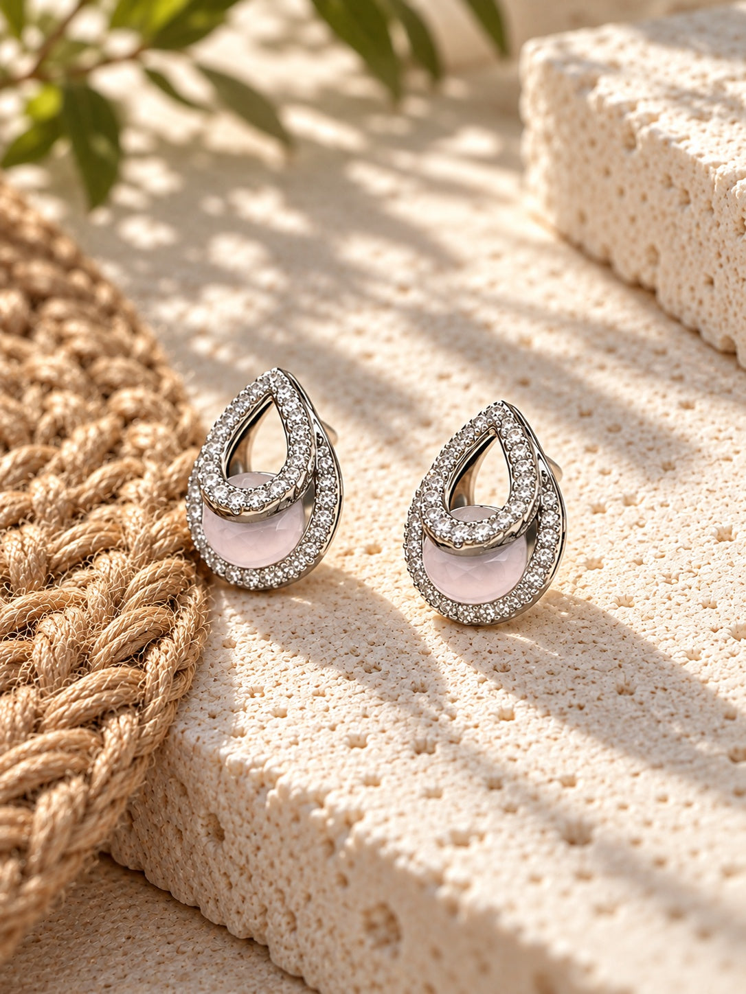 Niska AD Stone Silver replica pink teardrop earrings three-quarter