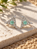 Niska triangular AD Stone earrings pair with jute decor