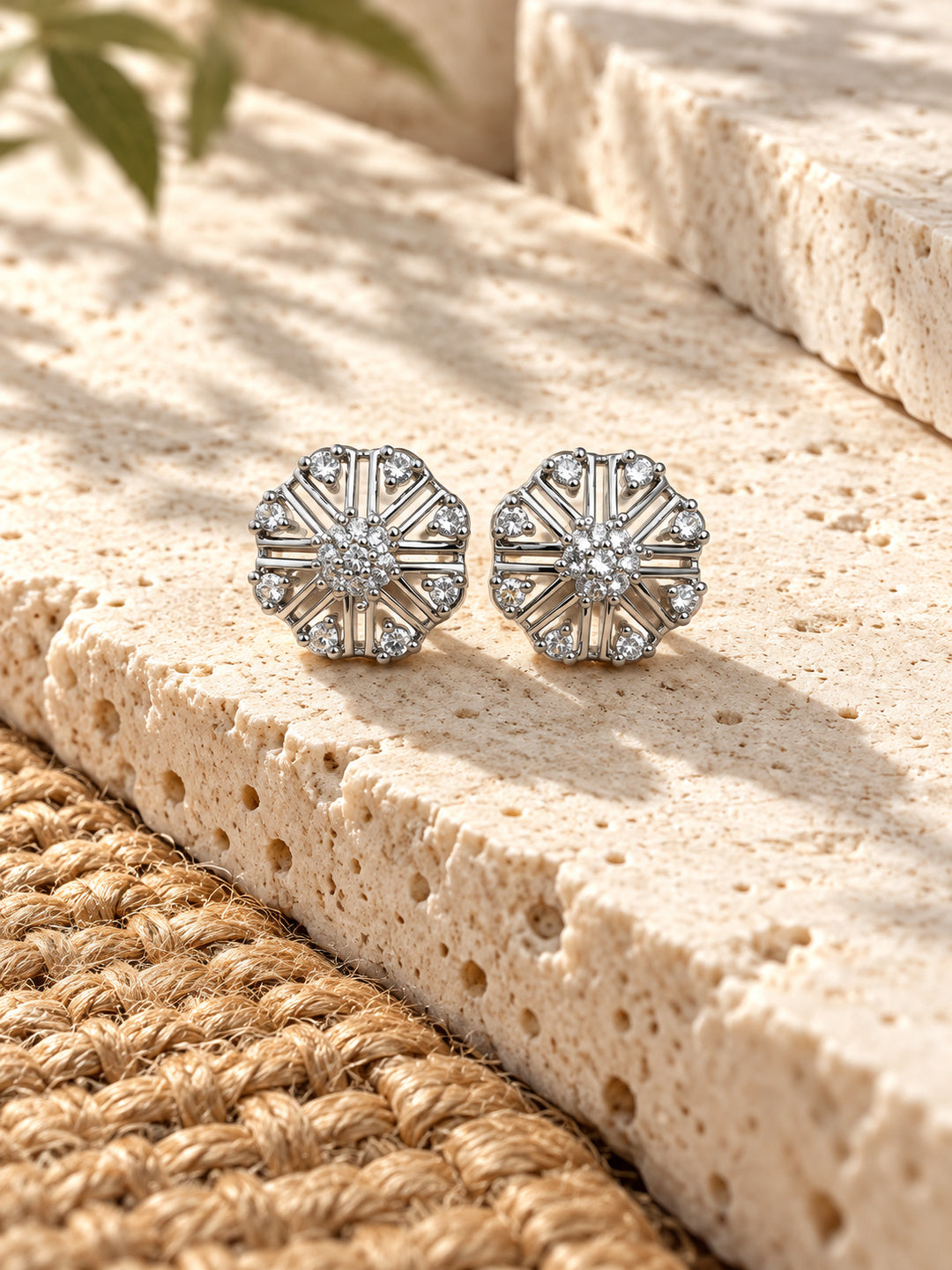 Niska AD Stone Silver Replica Sunburst Stud Earrings ER26N20043 – product view 1
