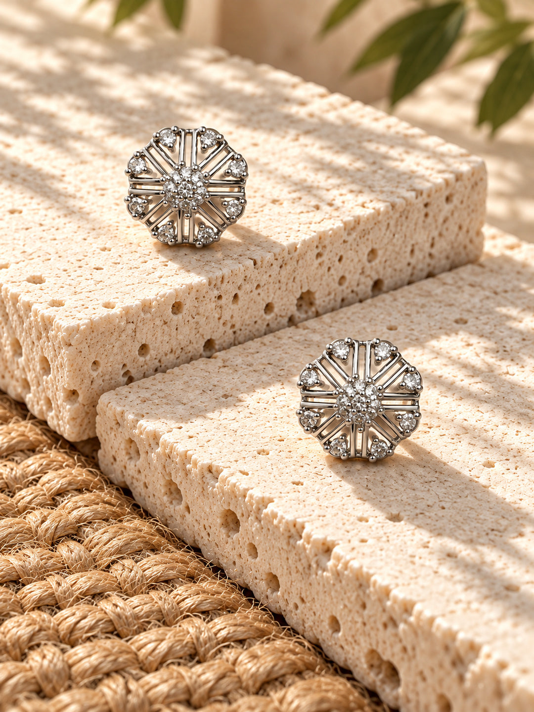 Niska AD Stone Silver Replica Sunburst Stud Earrings ER26N20043 – product view 4