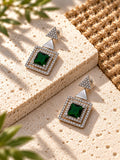 Niska green AD Stone Silver replica square drop earrings – product view 2
