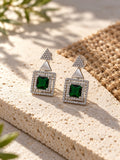 Niska green AD Stone Silver replica square drop earrings – product view 5