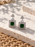 Niska green AD Stone Silver replica square drop earrings – product view 11