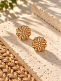 Niska AD Stone Silver Replica floral stud earrings – view 5