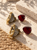 Niska burgundy AD Stone Silver replica jhumka earrings – view 10