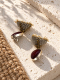 Niska burgundy AD Stone Silver replica jhumka earrings – view 13