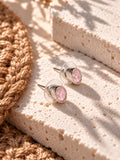 Niska baby pink oval AD Stone Silver Replica earrings view 5