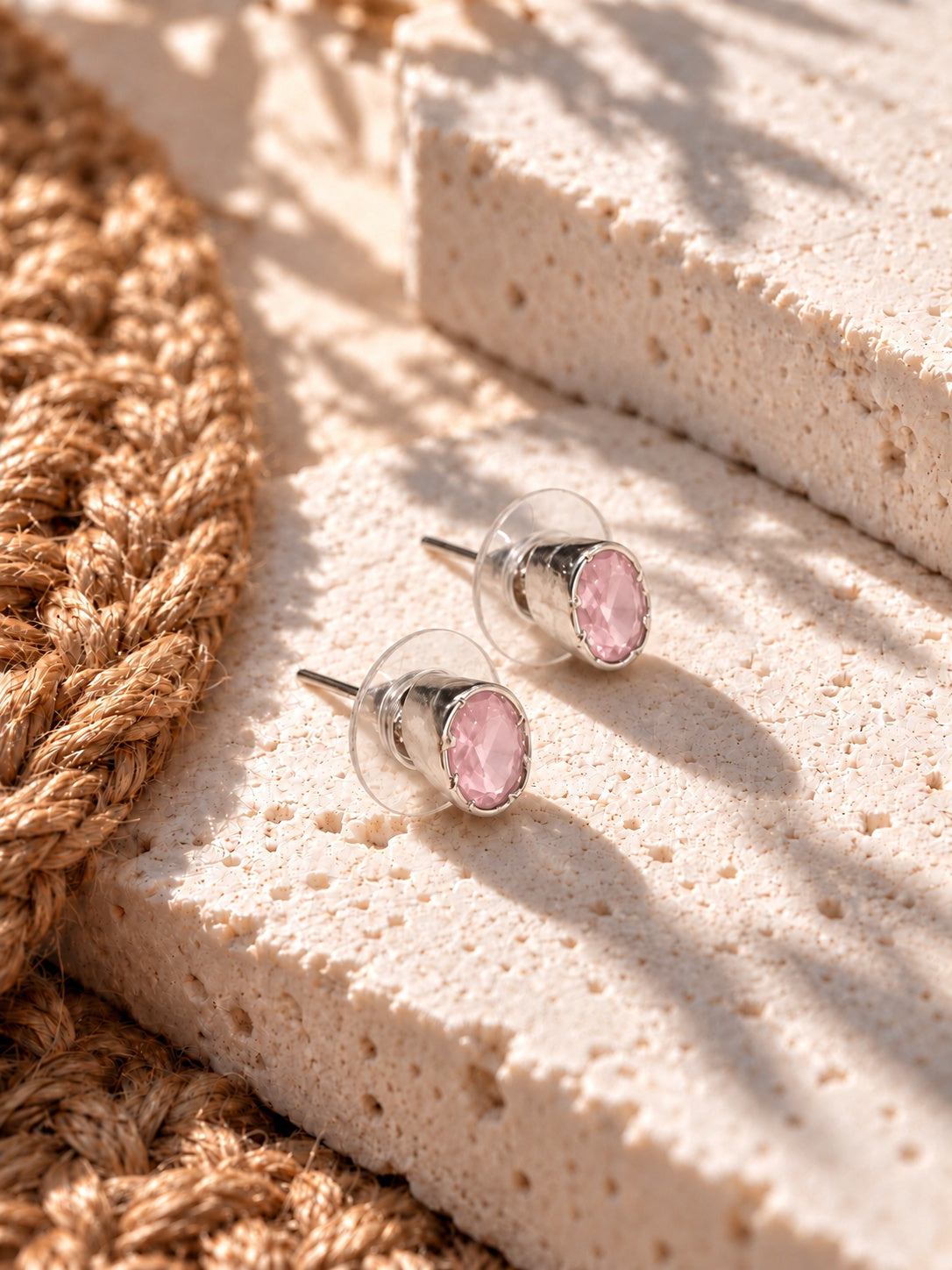Niska baby pink oval AD Stone Silver Replica earrings view 5