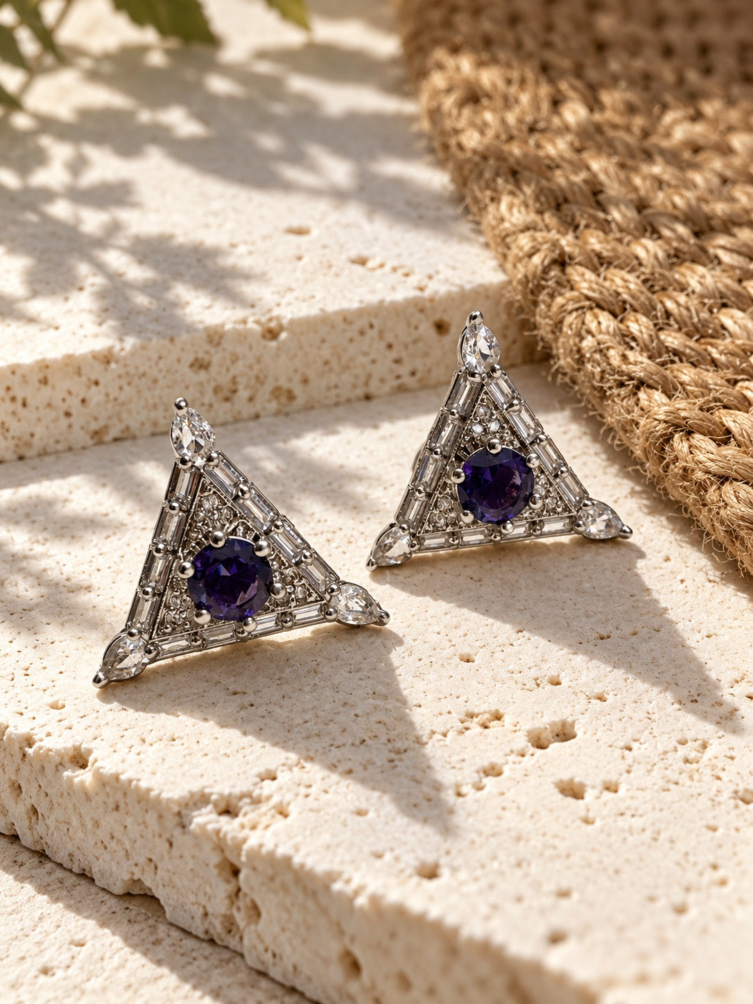 Niska AD Stone Silver replica triangular earrings view 9