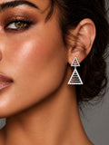 Niska AD Stone Silver Replica triangular drop earring worn by model