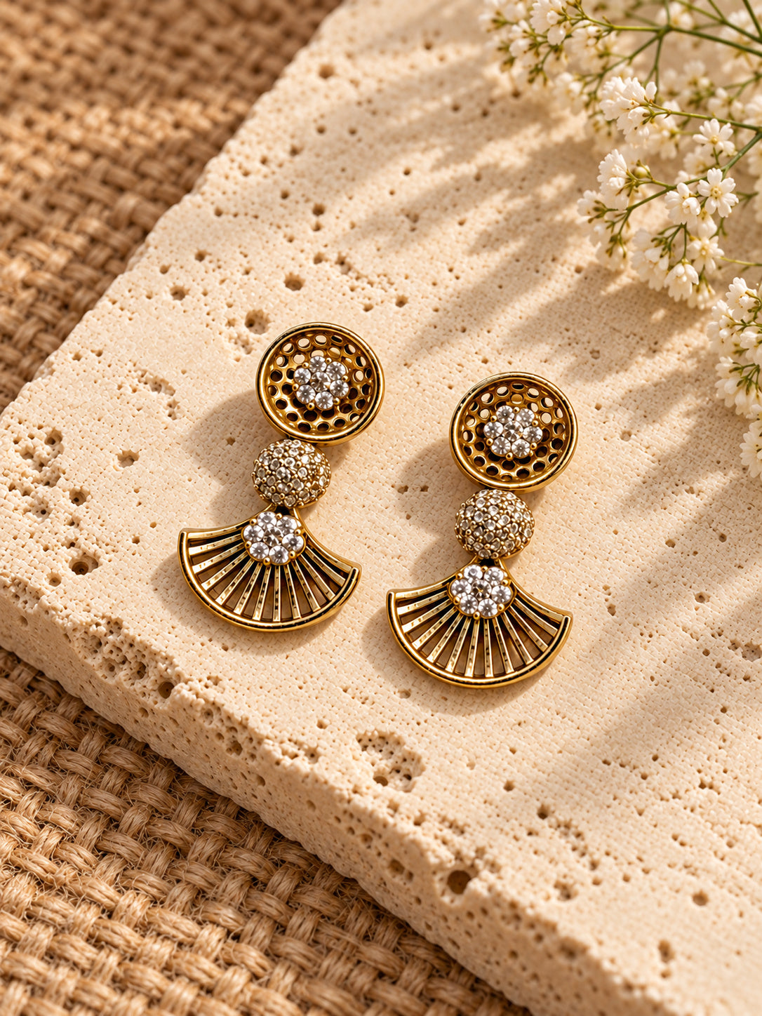 Niska AD Stone Silver Replica Fan Drop Earrings ER26N20055 — editorial view 6