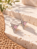 Baby pink triangular Silver replica AD Stone earrings