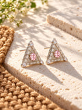 Baby pink triangular Silver replica AD Stone earrings
