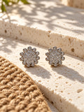 Niska AD Stone Silver Replica Floral Stud Earrings – front